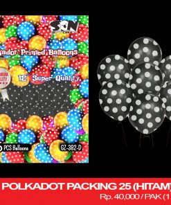BALON 12" POLKADOT PACKING 25 (HITAM)