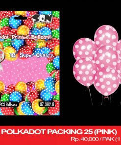 BALON 12" POLKADOT PACKING 25 (PINK)
