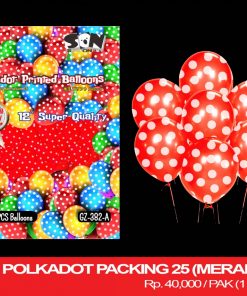 BALON 12" POLKADOT PACKING 25 (MERAH)