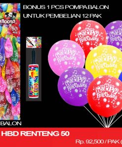 BALON 12" HBD RENTENG 50