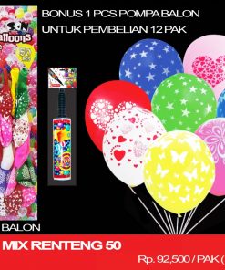 BALON 12" MIX RENTENG 50