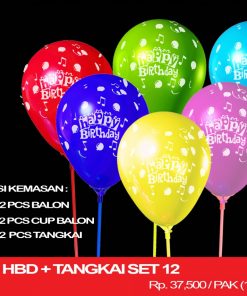 BALON 12" HBD + TANGKAI SET 12