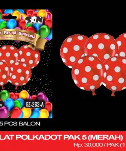 BALON BULAT POLKADOT PAK 5 (MERAH)
