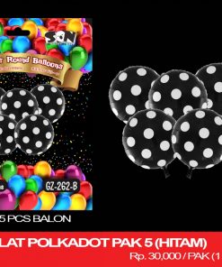 BALON BULAT POLKADOT PAK 5 (HITAM)