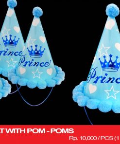PRINCESS HAT WITH POM-POMS